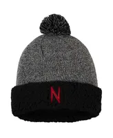 Women's Black Nebraska Huskers Snug Cuffed Knit Hat with Pom