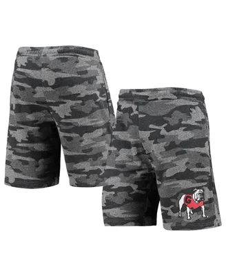 Men's Charcoal and Gray Georgia Bulldogs Camo Backup Terry Jam Lounge Shorts