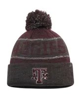 Men's Maroon and Heather Charcoal Texas A&M Aggies Below Zero Cuffed Pom Knit Hat