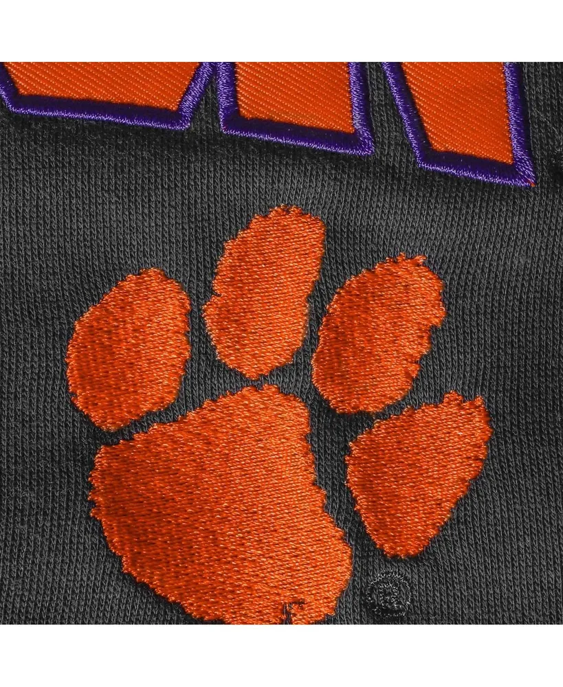 Big Boys Charcoal Clemson Tigers Applique Arch and Logo Full-Zip Hoodie