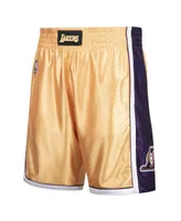 Men's Kobe Bryant Gold-Tone and Purple Los Angeles Lakers Authentic Reversible Shorts - Gold