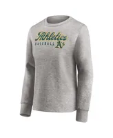 Women's Heathered Gray Oakland Athletics Crew Pullover Sweater