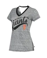 Women's Black San Francisco Giants Hail Mary V-Neck Back Wrap T-shirt