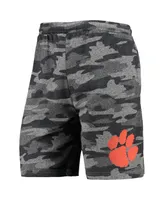 Men's Charcoal and Gray Clemson Tigers Camo Backup Terry Jam Lounge Shorts