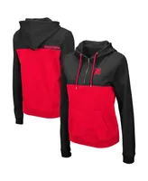 Women's Black and Red Nebraska Huskers Aidan Half-Zip Hoodie