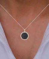 Black Spinel Circle Cluster 18" Pendant Necklace in Sterling Silver