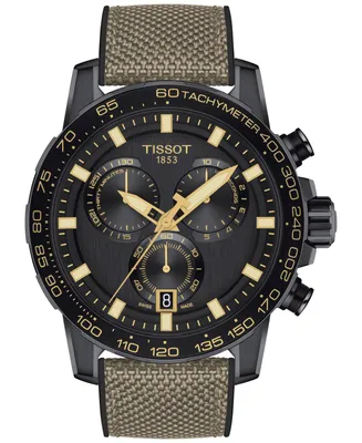 Tissot Men's Swiss Chronograph Supersport Beige Textile Strap Watch 40mm
