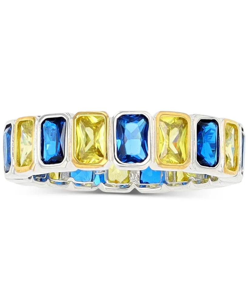 Lab-Grown Blue Spinel (1/5 ct. t.w.) & Yellow Cubic Zirconia Ring (Also White Zirconia)