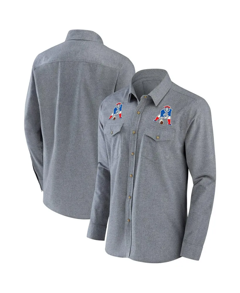 Men's Nfl x Darius Rucker Collection by Fanatics Gray New England Patriots Chambray Button-Up Long Sleeve Shirt