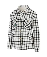 Women's Wear by Erin Andrews Oatmeal Dallas Stars Plaid Button-Up Shirt Jacket