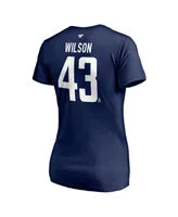 Women's Fanatics Tom Wilson Navy Washington Capitals 2020/21 Alternate Authentic Stack Name and Number V-Neck T-shirt