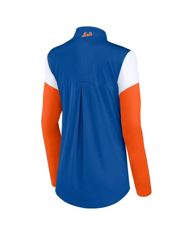 Women's Fanatics Royal and Orange New York Mets Authentic Fleece Quarter-Zip Jacket