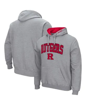 Men's Colosseum Heathered Gray Rutgers Scarlet Knights Arch and Logo 3.0 Pullover Hoodie