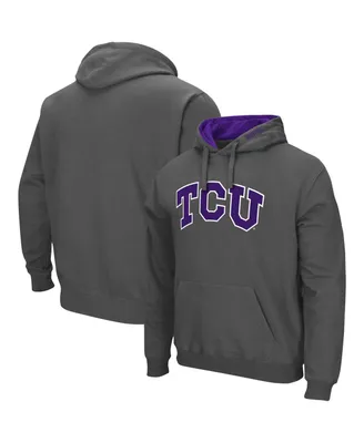Men's Colosseum Charcoal Tcu Horned Frogs Arch and Logo 3.0 Pullover Hoodie