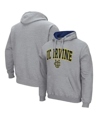 Men's Colosseum Heathered Gray Uc Irvine Anteaters Arch and Logo Pullover Hoodie