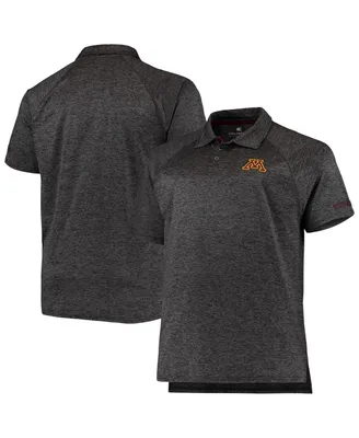 Men's Colosseum Heathered Black Minnesota Golden Gophers Big and Tall Down Swing Polo Shirt