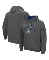 Men's Colosseum Charcoal Navy Midshipmen Arch and Logo 3.0 Pullover Hoodie