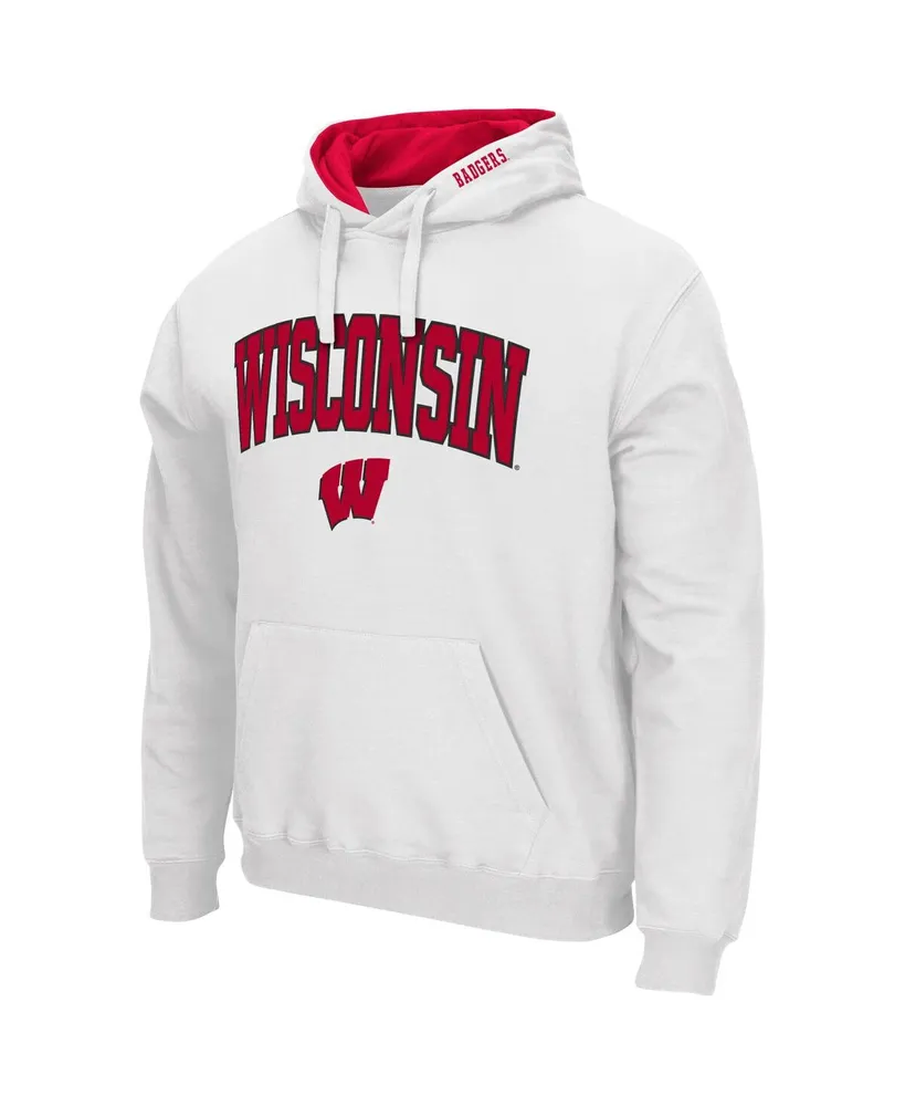Men's Colosseum White Wisconsin Badgers Arch and Logo 3.0 Pullover Hoodie