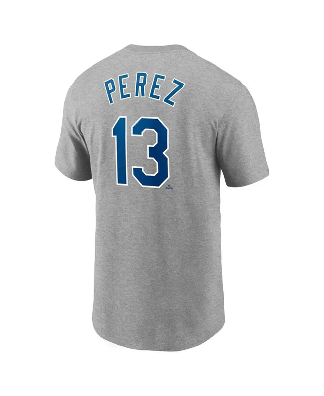 Men's Nike Salvador Perez Gray Kansas City Royals Name & Number T-Shirt