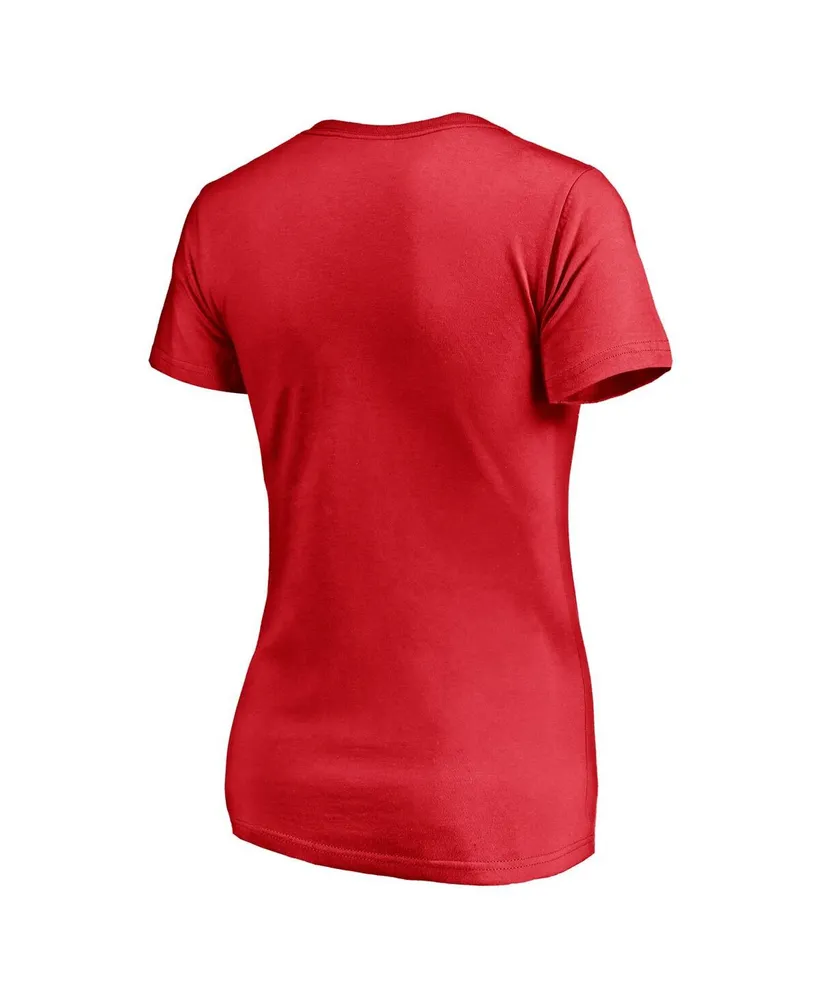 Women's Fanatics Red Calgary Flames Plus Mascot Bounds V-Neck T-shirt