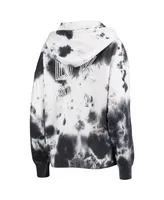 Women's Dkny Sport White and Black Los Angeles Chargers Dakota Oversized Tie-Dye Half-Zip Hoodie