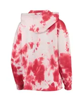 Women's Dkny Sport White and Red Washington Nationals Dakota Tie-Dye Half-Zip Hoodie