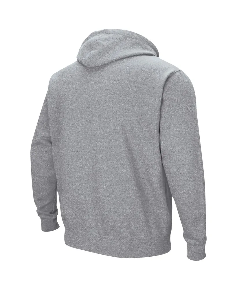 Men's Colosseum Heathered Gray Byu Cougars Arch and Logo 3.0 Pullover Hoodie