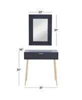 Medium-Density Fibreboard Contemporary Console Table with Mirror, Set of 2