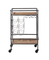 Chinese Fir and Metal Industrial Bar Cart