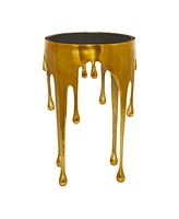 Rosemary Lane Aluminum Drip Accent Table with Melting Design and Shaded Glass Top, 16" x 16" x 25"