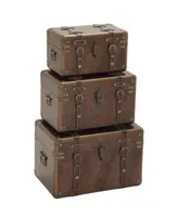 Leather Traditional Trunk, Set of 3