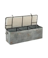 Iron and Fabric Farmhouse Bench