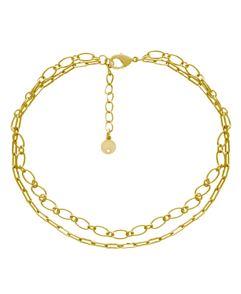 And Now This Oval Link Double Chain Anklet in Gold Plate