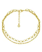 And Now This Oval Link Double Chain Anklet in Gold Plate