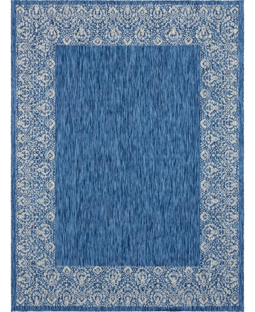 Bayshore Home Outdoor Pashio Border Ii Floral Border 8' x 11'4" Area Rug