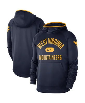 Men's Navy West Virginia Mountaineers Basketball Spotlight Performance Raglan Pullover Hoodie