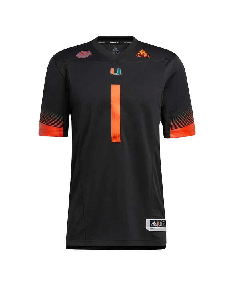 Men's #1 Black Miami Hurricanes Premier Strategy Jersey