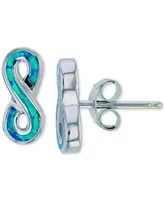 Lab-Created Blue Opal Infinity Stud Earrings (1/3 ct. t.w.) in Sterling Silver