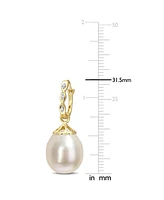 Cultured South Sea Pearl (9 - 9-1/2mm) & Diamond Accent Drop Earrings in 14k Gold