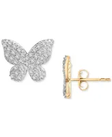 Wrapped Diamond Butterfly Stud Earrings (1/6 ct. t.w.) 14k Gold, Created for Macy's (Also Available Black Diamond)