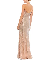 Mac Duggal Women's Sequin Spaghetti Strap Gown