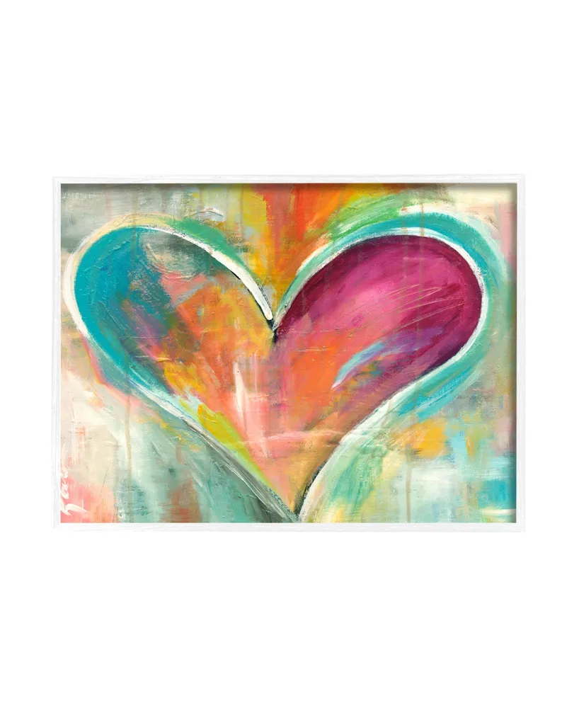 Stupell Industries Abstract Colorful Textural Heart Painting White Framed Giclee Texturized Art, 24" x 30" - Multi