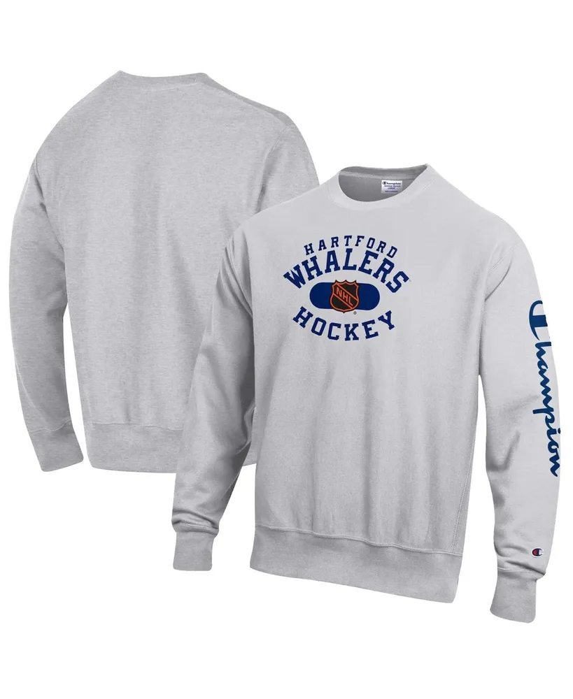 Men's Champion Heathered Gray Hartford Whalers Reverse Weave Pullover Sweatshirt