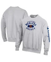 Men's Champion Heathered Gray Hartford Whalers Reverse Weave Pullover Sweatshirt