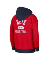 Men's Nike Red, Navy Brooklyn Nets 2021/22 City Edition Courtside Heavyweight Fleece Full-Zip Hoodie