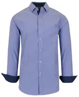 Galaxy By Harvic Men's Long Sleeve Pinstripe Dress Shirt