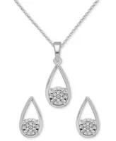 2-Pc. Set Diamond Teardrop Pendant Necklace & Matching Stud Earrings (1/6 ct. t.w.) in Sterling Silver or 14k Gold-Plated Sterling Silver