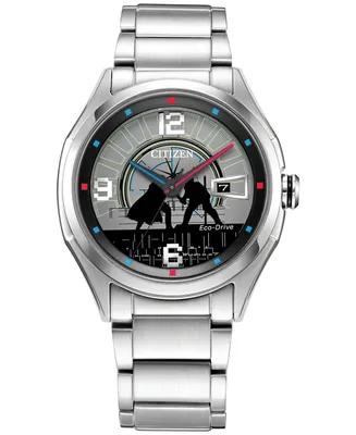 Star Wars by Citizen Luke & Vader Duel Silver-Tone Stainless Steel Bracelet Watch 41mm