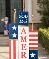 Glitzhome Lighted Wooden Patriotic Firecracker Porch Decor, 36.25"