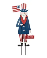 Glitzhome Wooden Patriotic Uncle Sam Yard Stake or Wall Decor or Porch Decor Kd, Three Function, 36"